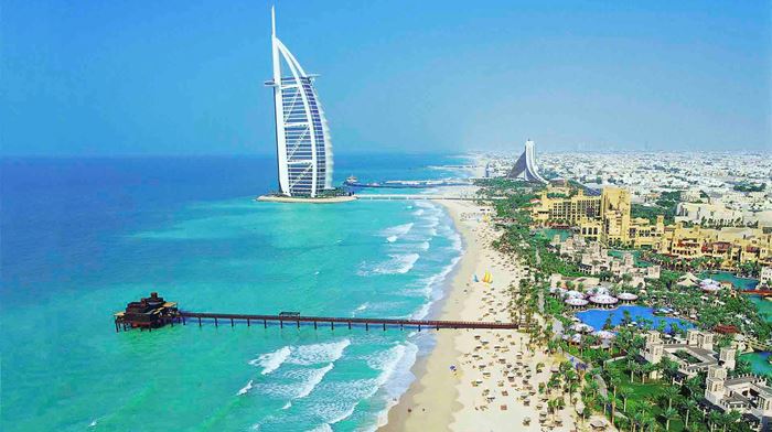 Dubai Burj Al Arab strand og by