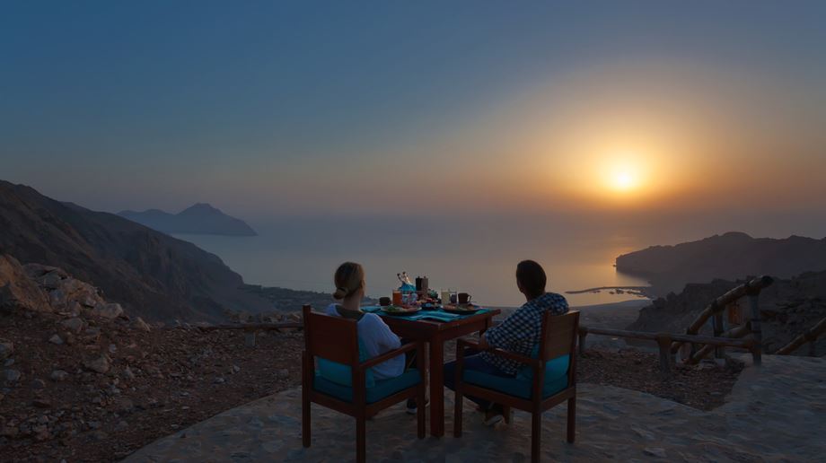 Oman Musandam Six Senses Zighy Bay Sunrise Breakfast Sense On The Edge