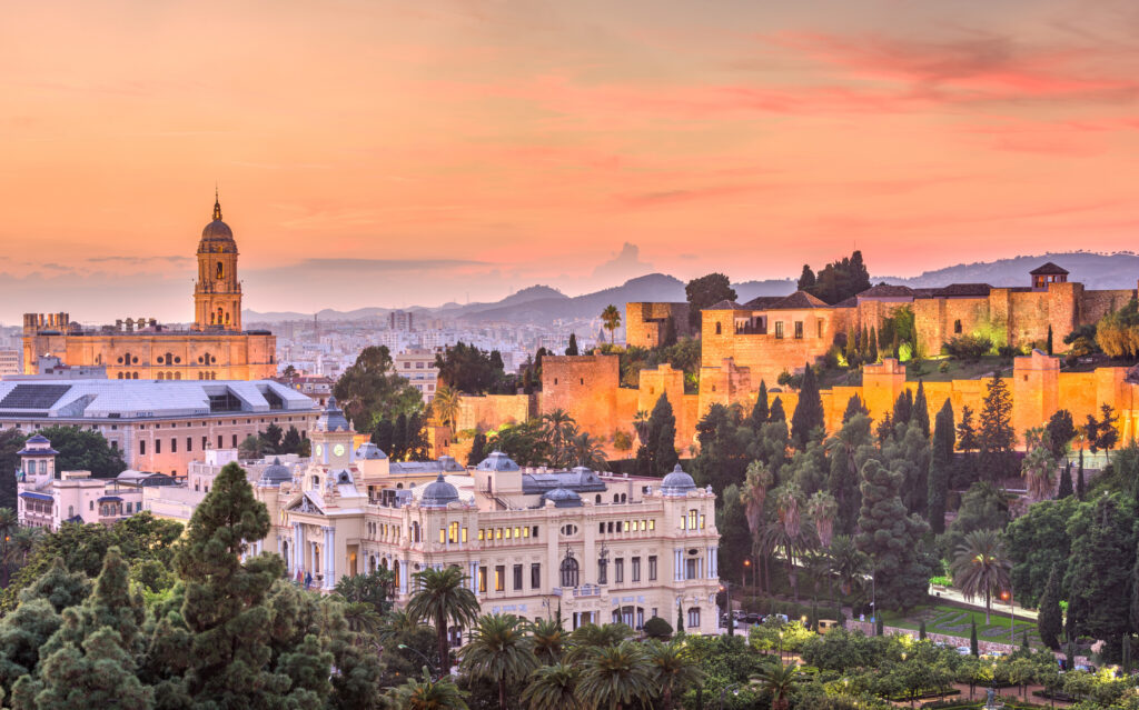 Spanien malaga old town aftenlys